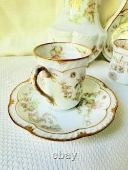 Limoges Haviland Coffee Pot Cups Saucers Antique