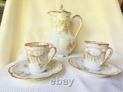 Limoges Haviland Coffee Pot Cups Saucers Antique
