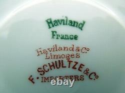 Limoges Haviland Drop Rose Cup Saucer Schleiger 55 Gilded Rims France Antique