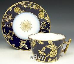 Limoges Haviland Floral Gold Gilt Bamboo Handle Tea Cup & Saucer