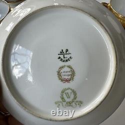 Limoges JPL Tea Cups & Saucers Cobalt Blue Fleur de Lis Gold France Pouyat 5