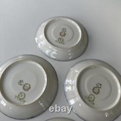 Limoges JPL Tea Cups & Saucers Cobalt Blue Fleur de Lis Gold France Pouyat 5