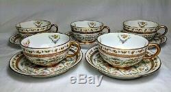 Limoges J Pouyat France Floral Roses Acorn Border Gold Trim Cup & Saucer Lot 5