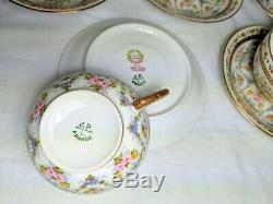 Limoges J Pouyat France Floral Roses Acorn Border Gold Trim Cup & Saucer Lot 5