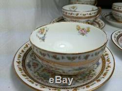 Limoges J Pouyat France Floral Roses Acorn Border Gold Trim Cup & Saucer Lot 5