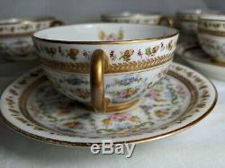 Limoges J Pouyat France Floral Roses Acorn Border Gold Trim Cup & Saucer Lot 5