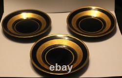 Limoges Legle Cobalt & Gold Set Of 3 Demitasse Cups & Saucers Limoges Legle Cobalt & Gold Set Of 3 Demitasse Cups & Saucers