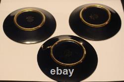 Limoges Legle Cobalt & Gold Set Of 3 Demitasse Cups & Saucers Limoges Legle Cobalt & Gold Set Of 3 Demitasse Cups & Saucers