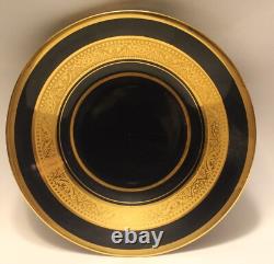 Limoges Legle Cobalt & Gold Set Of 3 Demitasse Cups & Saucers