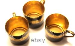 Limoges Legle Cobalt & Gold Set Of 3 Demitasse Cups & Saucers Limoges Legle Cobalt & Gold Set Of 3 Demitasse Cups & Saucers