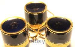 Limoges Legle Cobalt & Gold Set Of 3 Demitasse Cups & Saucers