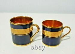 Limoges Legle D'Art Demitasse Cobalt Blue with Gold Set of 7 Cups And Saucers