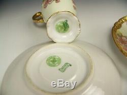 Limoges Marshall Field H-painted Apple Blossoms Gold Chocolate Cups & Saucers B