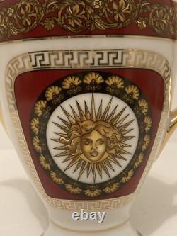 Limoges Medusa Greek Key Gold Red Teapot Cups Saucers Coffee Tea 17 Pieces Set