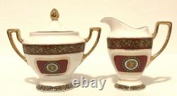 Limoges Medusa Greek Key Gold Red Teapot Cups Saucers Coffee Tea 17 Pieces Set