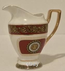 Limoges Medusa Greek Key Gold Red Teapot Cups Saucers Coffee Tea 17 Pieces Set