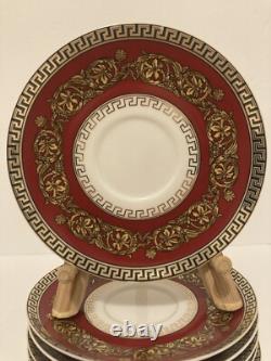 Limoges Medusa Greek Key Gold Red Teapot Cups Saucers Coffee Tea 17 Pieces Set