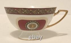 Limoges Medusa Greek Key Gold Red Teapot Cups Saucers Coffee Tea 17 Pieces Set