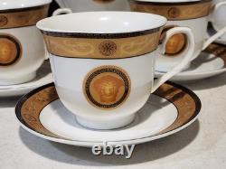 Limoges Medusa Greek Key Gold Teapot Cups Saucers Coffee Tea 12 Pieces Set