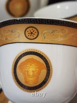 Limoges Medusa Greek Key Gold Teapot Cups Saucers Coffee Tea 12 Pieces Set