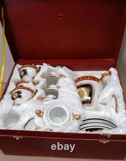 Limoges Medusa Greek Key Gold Teapot Cups Saucers Coffee Tea 17 Pieces Set