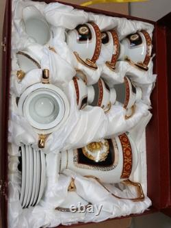 Limoges Medusa Greek Key Gold Teapot Cups Saucers Coffee Tea 17 Pieces Set