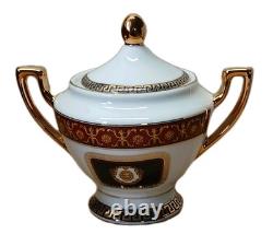 Limoges Medusa Greek Key Gold Teapot Cups Saucers Coffee Tea 17 Pieces Set