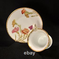 Limoges T&V 5 Chocolate Cups Saucers HandPainted #6326 Carnations Gold 1892-1907