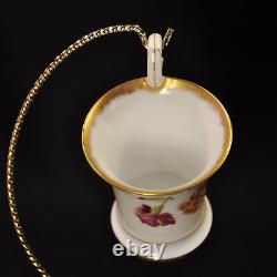 Limoges T&V 5 Chocolate Cups Saucers HandPainted #6326 Carnations Gold 1892-1907