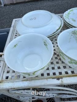 Limoges Tea Cup & Saucer Set Green Gold Scroll Design 6 Cups 7 Saucers