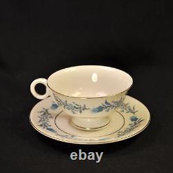 Limoges Theo Haviland NY 6 Cups & 6 Saucers Clinton Blue Garland Gold 1936-1956