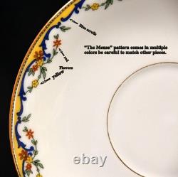 Limoges Vignaud 4 Cups & Saucers The Meuse Red Yellow Blue Gold 1911-1920