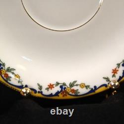Limoges Vignaud 4 Cups & Saucers The Meuse Red Yellow Blue Gold 1911-1920