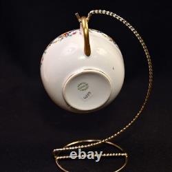 Limoges Vignaud 4 Cups & Saucers The Meuse Red Yellow Blue Gold 1911-1920