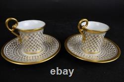 Limoges cup and saucers well painted heavy gilded lovely vintage marked France