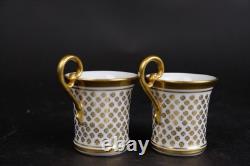 Limoges cup and saucers well painted heavy gilded lovely vintage marked France