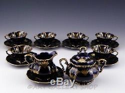 Lindner Kueps Bavaria ECHT KOBALT COBALT BLUE GOLD DEMITASSE CUPS & SAUCERS Set