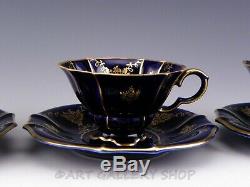 Lindner Kueps Bavaria ECHT KOBALT COBALT BLUE GOLD DEMITASSE CUPS & SAUCERS Set