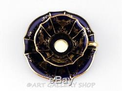 Lindner Kueps Bavaria ECHT KOBALT COBALT BLUE GOLD DEMITASSE CUPS & SAUCERS Set