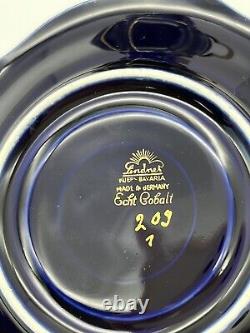Lindner Kueps Bavaria Echt Cobalt & Gold Gilt Floral Chintz Demitasse Cup Saucer