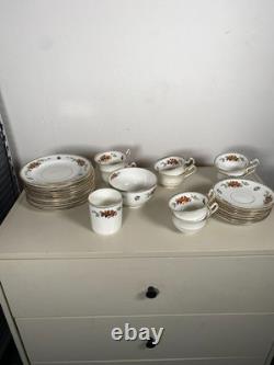 Locarno Fine Bone China Tea Coffee Set Plates Cups Saucers England Floral Gold