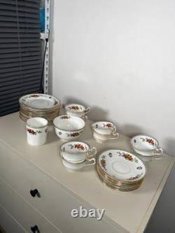 Locarno Fine Bone China Tea Coffee Set Plates Cups Saucers England Floral Gold