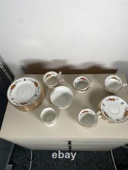 Locarno Fine Bone China Tea Coffee Set Plates Cups Saucers England Floral Gold