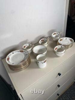 Locarno Fine Bone China Tea Coffee Set Plates Cups Saucers England Floral Gold