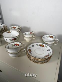 Locarno Fine Bone China Tea Coffee Set Plates Cups Saucers England Floral Gold