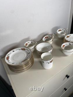 Locarno Fine Bone China Tea Coffee Set Plates Cups Saucers England Floral Gold