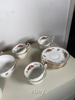 Locarno Fine Bone China Tea Coffee Set Plates Cups Saucers England Floral Gold