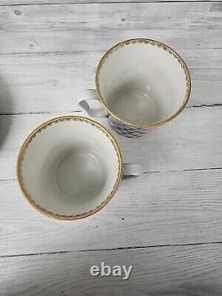 Lomonosov Cobalt Blue & Gold Net Russian Imperial Porcelain Cup & Saucer X2. PW
