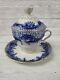 Lomonosov Russian Imperial Porcelain Blue, White & Gold Cup, Lid & Saucer. Pw