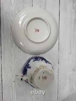 Lomonosov Russian Imperial Porcelain Blue, White & Gold Cup, Lid & Saucer. PW